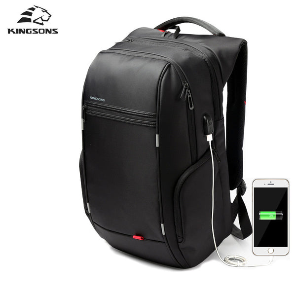 Kingsons Brand External USB Charge Computer Bag  Waterproof Laptop Backpack